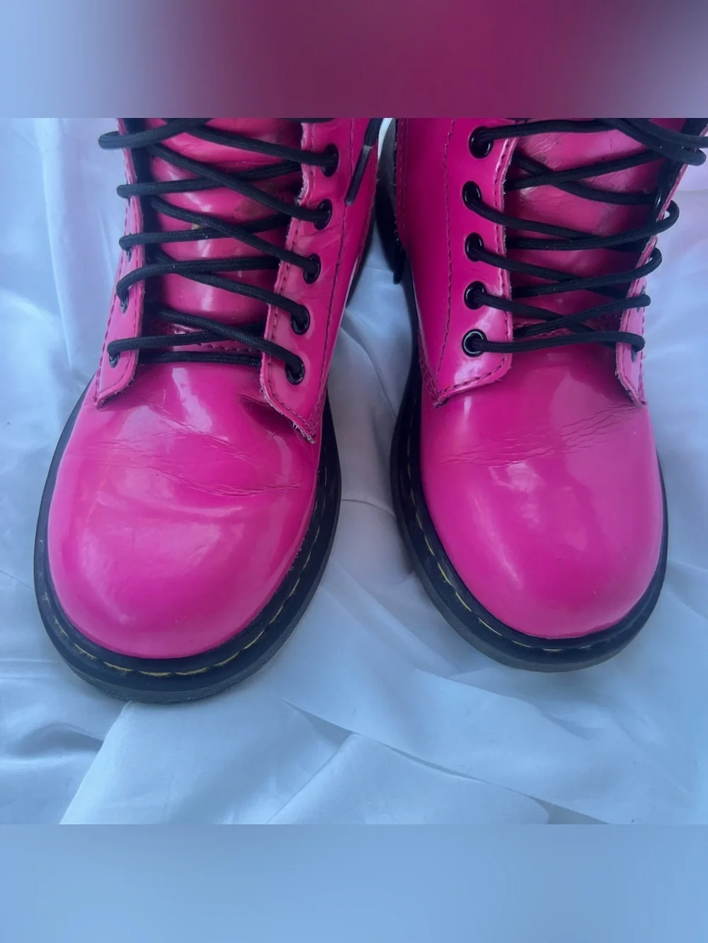 Dr Martens Hot Pink Zip Up Delaney Combat Boots Youth Size 1